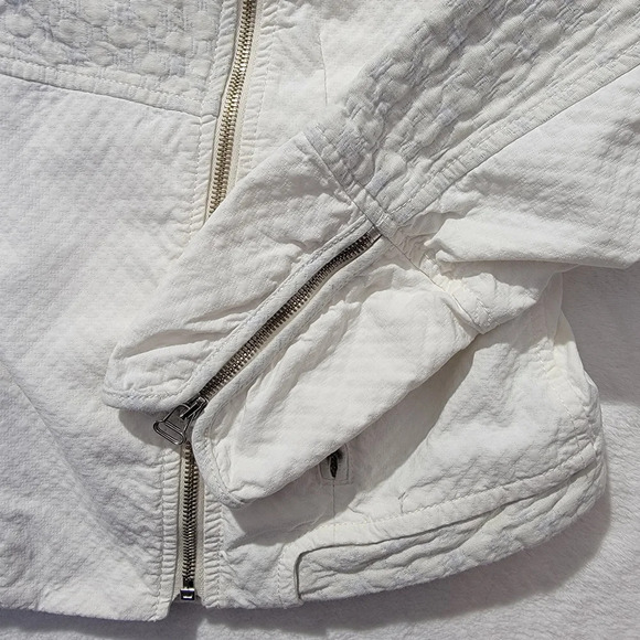 ZARA Women's Quilted White Moto Motorcycle Jacket Zippers Pockets Size L - Picture 6 of 14